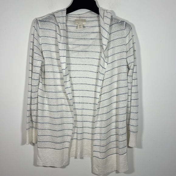 Cynthia Rowley 100% Linen Open Front Cardigan Small Long Sleeve Hooded Beachy - Picture 8 of 8